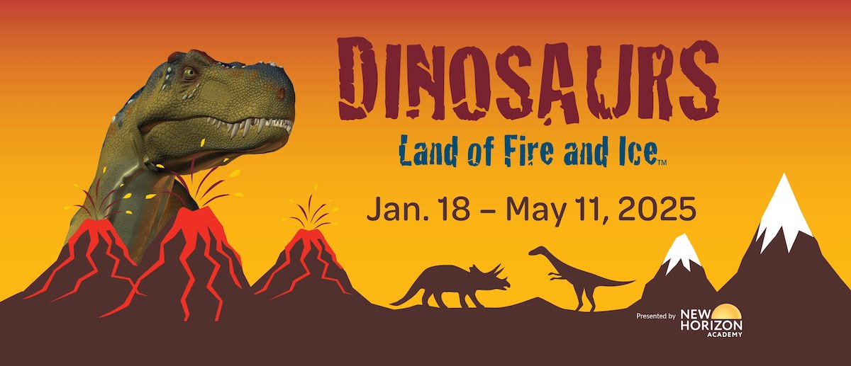 Dinosaurs Land of Fire and Ice event poster.
