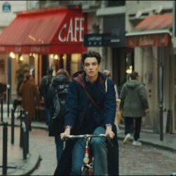 Camille Rutherford riding bicycle in JANE AUSTEN WRECKED MY LIFE.