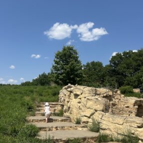 Tamarack Nature Center rocks and kid.