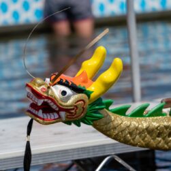 Lake Bemidji Dragon Boat with decorative end.