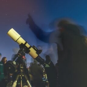 Using telescopes at Bell Museum Star Party.