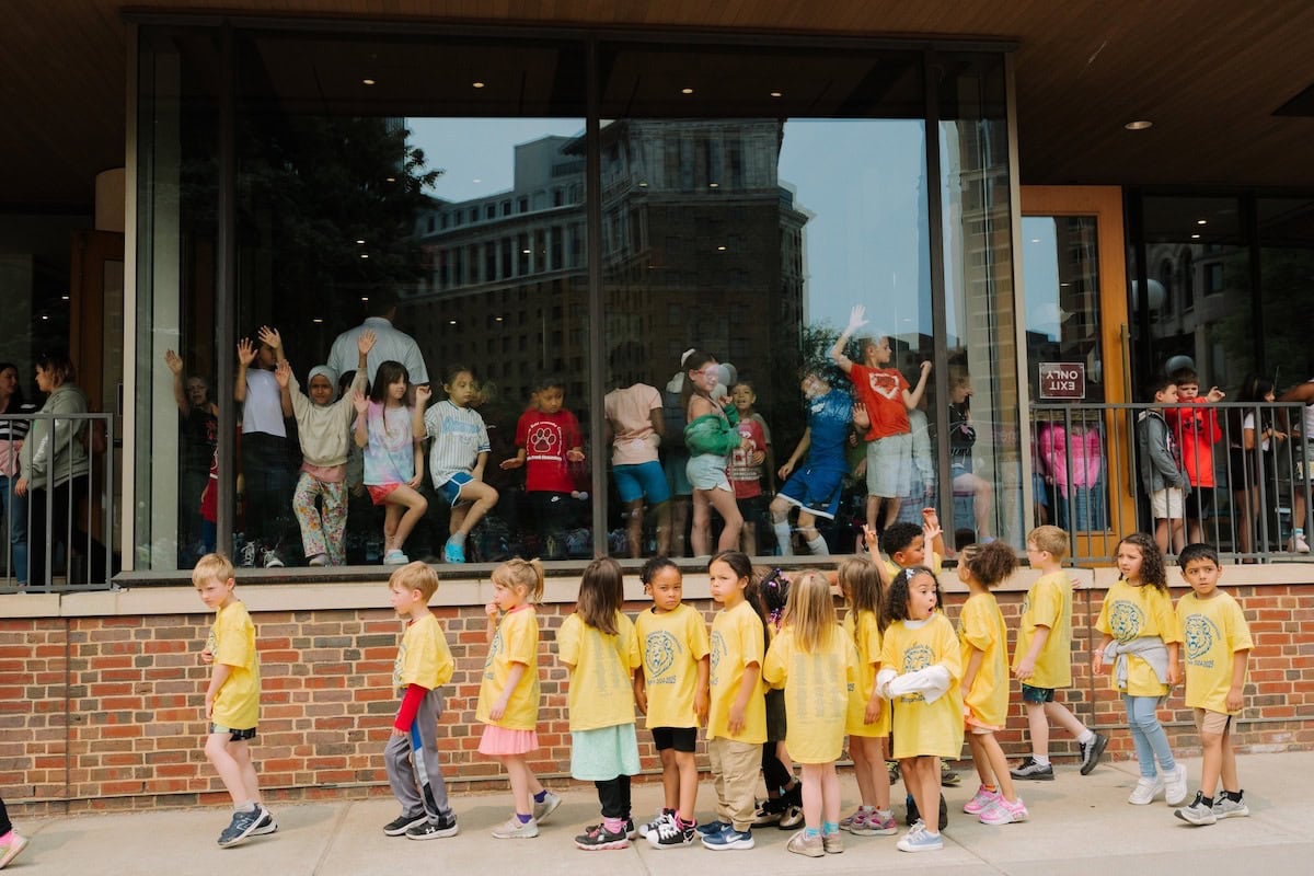 Children outside of the ordway.