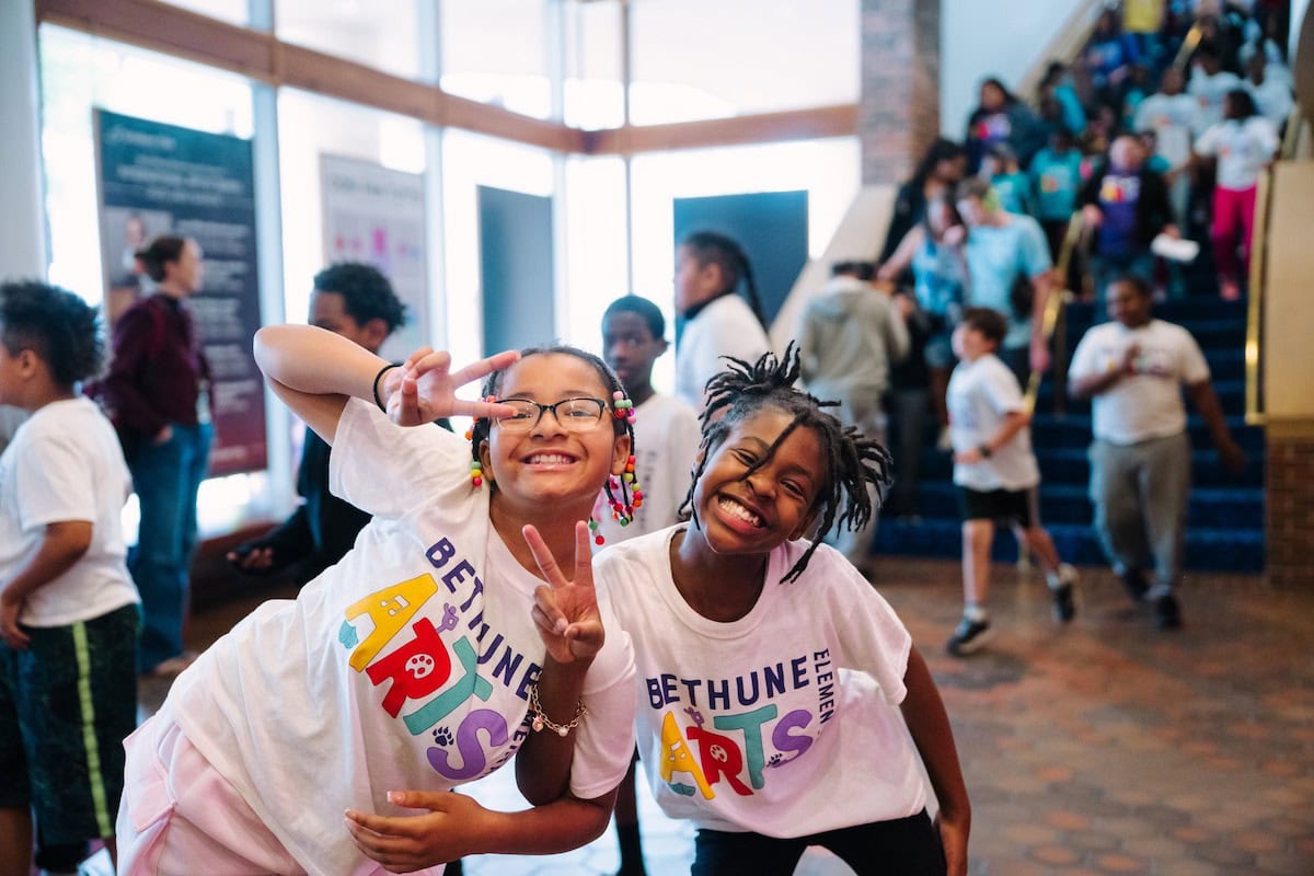 Children at the lobby in the ordway.