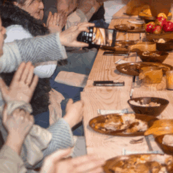 people feasting on Viking food