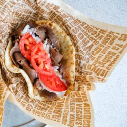 Dinos Original Gyro in basket.