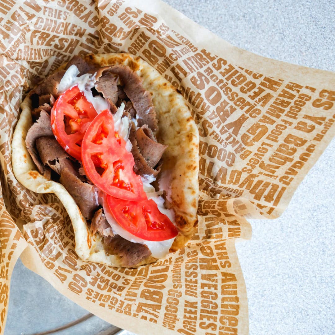 Dinos Original Gyro in basket.