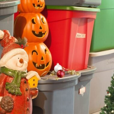 Holiday Decor Swap with Halloween and Christmas decorations.