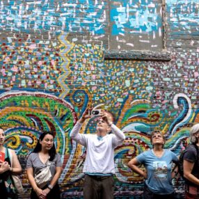 Lake Street Mural Day people on the street.
