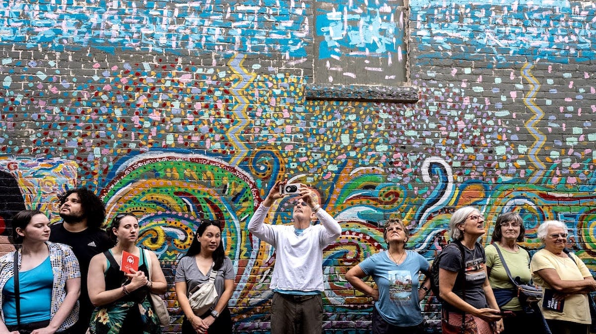 Lake Street Mural Day people on the street.
