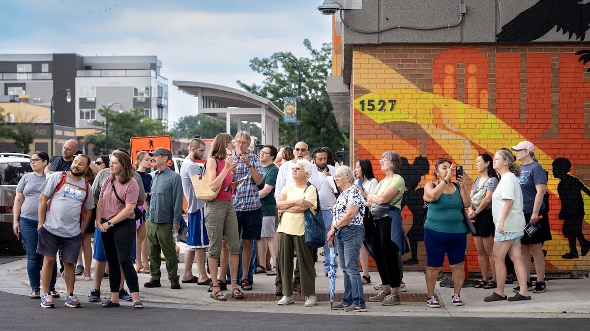 Lake Street Mural Day people on the street.