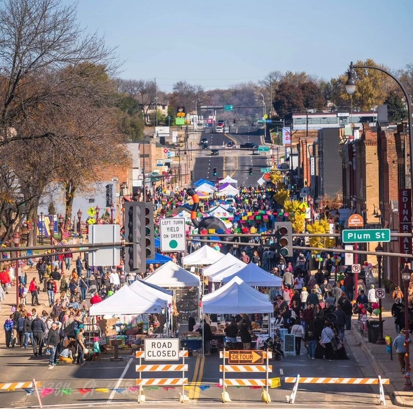 Mankato Day of the Dead Celebration Aerial View.
