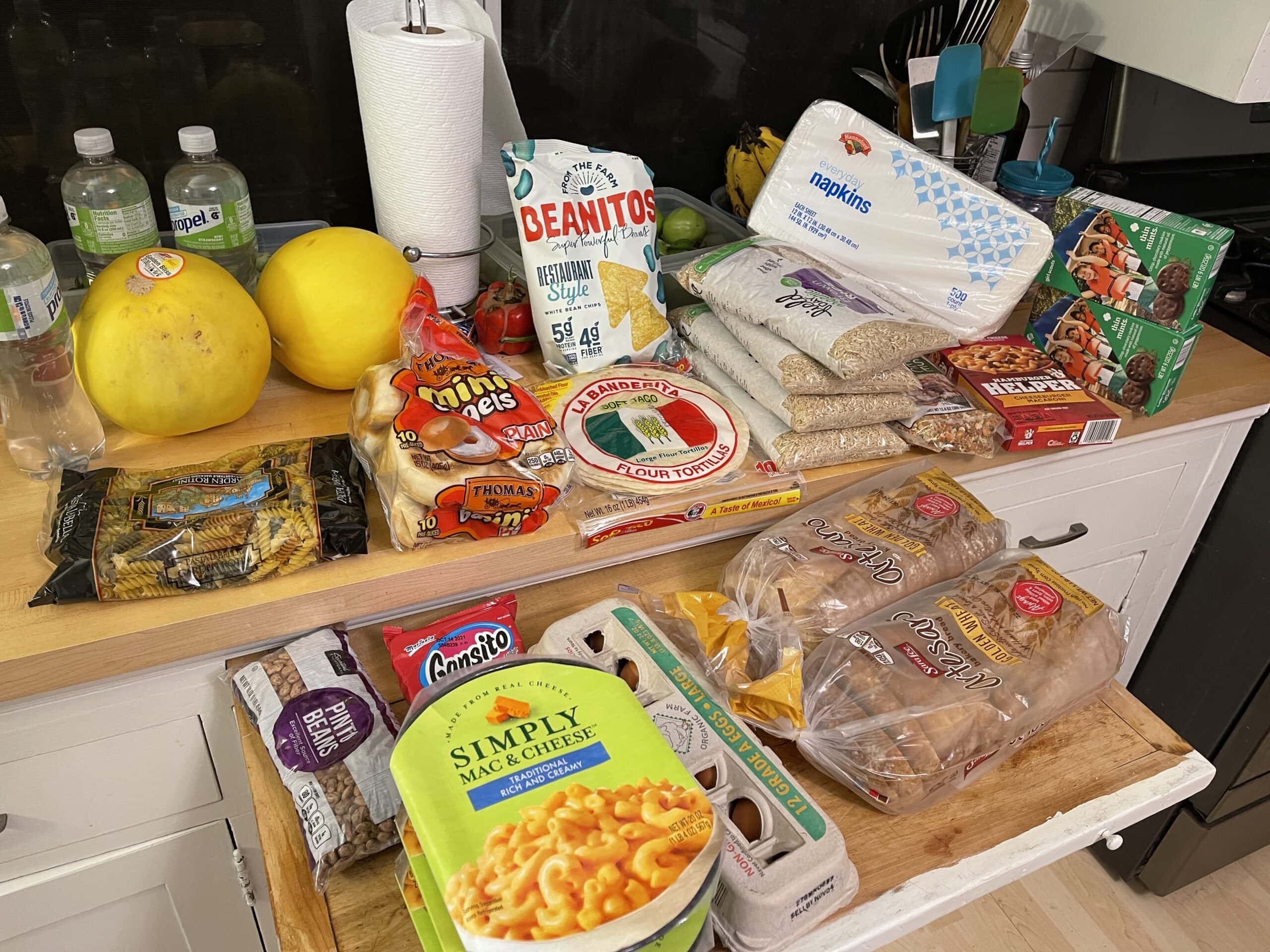 groceries received from Ruby's Pantry food distribution.