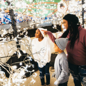 Family at GLOW Holiday Festival.