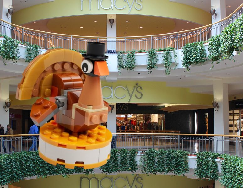 Tom the Turkey lego in front of Macy's store.