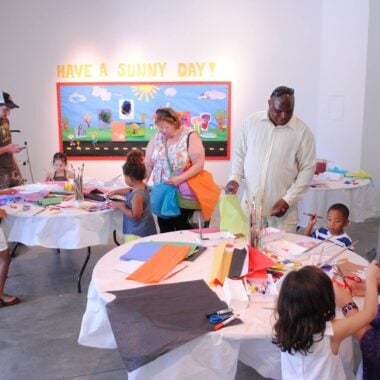 Families enjoying Rochester Art Center Family Day.