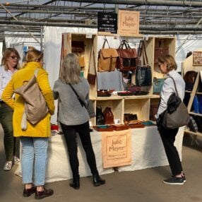 People shopping at the Bachman's Indoor Winter Art Crawl.