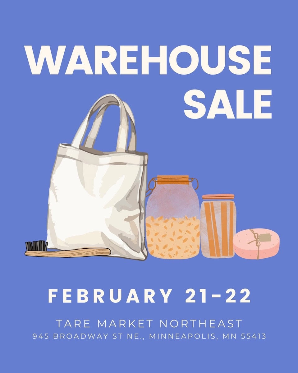 Warehouse Sale event poster.