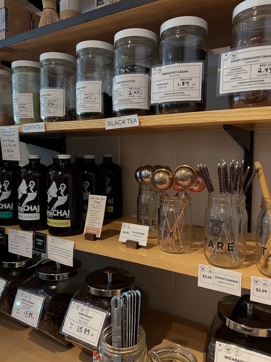 Shelves at Tare Market.