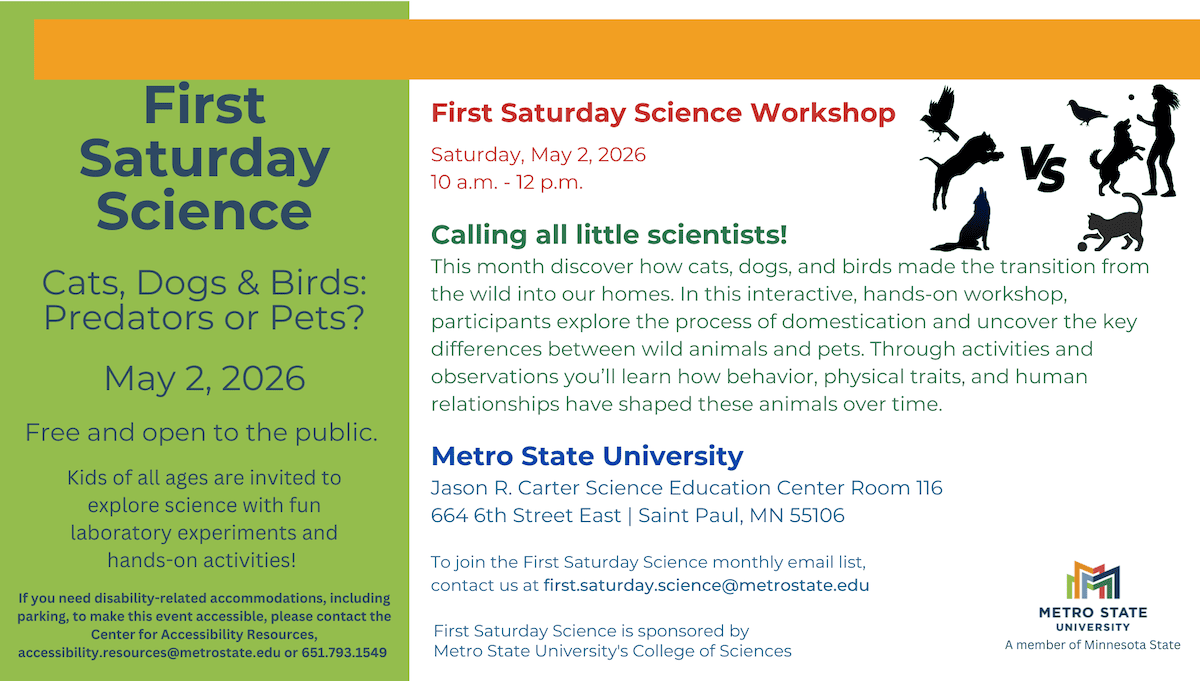 First Saturday Science event poster.