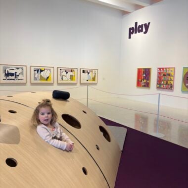 Child in climber at Walker Art Center.