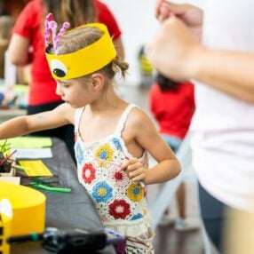 Child creating art at Walker Art Center.
