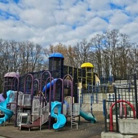 Hyland Play Area slides in Bloomington MN.