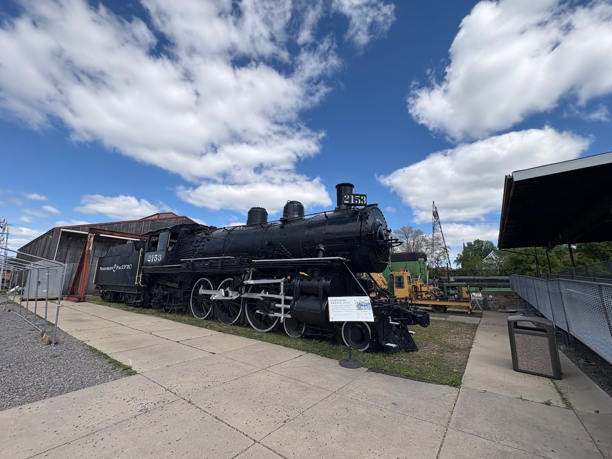 Train outside at Jackson Street Roundhouse.